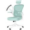 naspaluro Sedia da Ufficio, Sedia Ufficio Ergonomica, Poltrona Ufficio con Poggiatesta e 90° Bracciolo Regolabile, Sedia scrivania Traspirante con Supporto Lombare, Verde