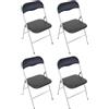 milani home MilaniHome.it - Set di 4 Sedie Slim Pieghevoli Nere con Comoda Imbottitura della Seduta per Ospiti, Ufficio, Casa, Campeggiodi coloreNero
