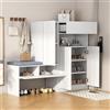 Moimhear Scarpiera 2 in 1 con ante curve, 130 x 35 x 110 cm, porta pieghevole con funzione soft close, scomparti regolabili in altezza e panca imbottita (bianco)