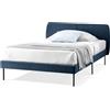EVERGREENWEB MATERASSI & BEDS EVERGREENWEB - Letto 1 Piazza e Mezza con Materasso 120x200 alto 20 cm in Memory Foam, Base Letto 12 Doghe in Legno + Cuscino in Fiocco Memory GRATIS Elegante Testata Rivestimento Tessuto colore Blu