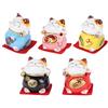 Amosfun 5Pcs Mini Maneki Neko Carino Gatto Fortunato Figurine Fengshui Cinese Giapponese Statua Fortunato Gatto di Fortuna per Interni Auto da Tavolo Decorazione