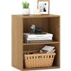 COSTWAY Libreria a 2 Ripiani Aperti, Libreria da Terra con Ripiano Regolabile a 5 Posizioni, Espositore con Tappetini Antiscivolo per Libri Riviste e Dischi, 42x29,5x53,5 cm (Naturale)