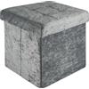 INTIRILIFE Pouf Pieghevole 38x38x38 cm in Velluto Grigio - cubo Sedile con vano portaoggetti e Rivestimento con Rivestimento in Velluto - cubo Sedile poggiapiedi Scatola portaoggetti panchina