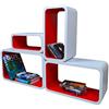 Cube Mensola Da Muro Libreria Scaffale Vari Colori Retrò Cubi Moderno LO01 (Bianco/Rosso)