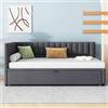 VIVCA Divano letto multifunzione a forma di L, 90/180 x 200 cm, con letto estraibile, letto imbottito in velluto, design salvaspazio, per lettino, letto per gli ospiti, grigio scuro