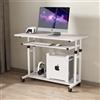 Dripex Scrivania regolabile in altezza, scrivania per computer con ruote, scrivania piccola su ruote, tavolo per laptop salvaspazio con estrattore per tastiera e scaffale, tavolo per PC piccolo