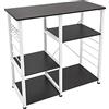 DlandHome Ripiani da cucina per riporre oggetti, 90 x 39 x 83 cm, mobile portaoggetti da cucina per forno a microonde, in metallo e legno, nero