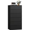 FOREHILL Cassettiera Camera Letto a 6 Cassetti,Comodino Salvaspazio Nero