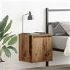 HETFTJN Comodino a Muro in Legno Antico, Comodino Sospeso Salvaspazio 38x34x40 cm con Portaoggetti, Mobiletto Stretto per Camera da Letto, Ingresso o Salotto
