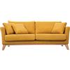 Miliboo Divano scandinavo sfoderabile 3 posti in tessuto effetto velluto giallo senape e legno chiaro Oslo
