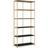 Barberpub libreria dorata, mobile a colonna con 5 ripiani, scaffale in metallo per ufficio, soggiorno, camera, cucina, nail salon, marmo bianco, 30x80x180cm, 5166 (Nero-oro)