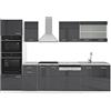 Vicco Cucina componibile R-Line, Antracite lucido, 300 cm con armadio alto, senza piano di lavoro, con moduli disposti in modo variabile e piedini regolabili in altezza