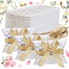 HoufuJC 50 Pezzi Scatole di Caramelle per Cuscini, Scatole per Bomboniere, Kit con Nastri Dorati, per Bomboniere, Forniture per Feste di Compleanno per Baby Shower (Bianco, Oro)