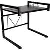 THINFAR Supporto estensibile per forno a microonde a carico pesante, supporto a microonde a 2 livelli, supporto per scaffale da cucina con 3 ganci, lunghezza estensibile: 40-65 cm (nero)