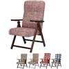PALUPLUS Poltrona Reclinabile Molisana, Misura 61x67x108 cm, Schienale Regolabile in 4 Posizioni, Struttura e Braccioli in Legno di Faggio, Sedia per casa, Portata 110Kg -221C (Rosso Striato)