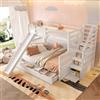 Idemon 90x200 sopra 140x200 letto a castello con cassetti, vano portaoggetti e scivolo, multifunzionale, bianco