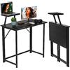 PIPIPOXER Scrivania per computer portatile, pieghevole, con supporto per monitor, per camera da letto, ufficio, letto, divano, ufficio, casa, studio, colore nero, 80 x 45 x 74 cm