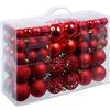 EGLEMTEK Confezione 100 Palline di Natale Colore Red, Palle di Natale Diametro 3/4/6 cm, Addobbi E Decorazioni per Albero di Natale, Colore Rosso