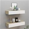 ZQQLVOO Sospese mensole decorative Mensole Arredo Salotto Scaffali a Muro con Cassetti 2pz Bianco Rovere 60x23,5x10cm MDF per camera da letto, soggiorno, cucina, ufficio a casa, lavanderia