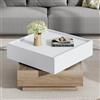 KOMHTOM Tavolino quadrato con 2 cassetti girevole a 360°, tavolino da salotto (bianco+colore legno, 60 x 60 x 38 cm)