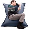 Avalon - Puff Poltrona Sacco Cuscino Grande Thin 220L Deluxe Sfoderabile, Pouf Sacco Sartoriale, Bean Bag in Tessuto Antistrappo/Impermeabile con Sacca Interna, Made in Italy (130x90cm-Blu Scuro)