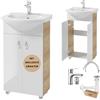 Deftrans Domodomo - Armadietto da bagno con lavabo, 80 x 50 x 26 cm, in ceramica, per piccolo bagno, rubinetto, sifone, clic clic