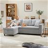 Lcoho Divano letto con funzione sleep, divano a forma di L, chaise longue con vano portaoggetti, con vano tascabile, divano letto, chaise longue intercambiabile a sinistra e destra. (Gray)