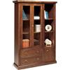 Mar.c.a. Design - Vetrinetta Arte Povera in Legno 120x40x185 cm - 2 Ante Vetro, 1 Ante, 2 Cassetti 3 Vani con Base Piatta Made in Italy