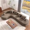 Trdlpyn Divano Angolare Modulare con Cuscini e Braccioli Rotondi, Divano Senza Ossa, Design Curvo Moderno, divano a forma di nuvola 327cm x 215cm, non assemblato,Marrone