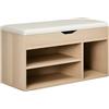 HOMCOM Scarpiera Salvaspazio da Ingresso Imbottita 80x30x43cm Color Legno