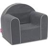 sponge design Badum - Poltroncina per Bambini da 1 Anno - Poltrona per Bambini - Stabile, Comoda, in Schiuma - con Rivestimento Sfoderabile - Regalo per il 1° Compleanno per Bambina, Bambino - Grigio