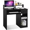 COSTWAY Scrivania da Studio con Cassetti, Tavolo Porta PC per Computer Moderno, con Ripiani, Legno (Nero)