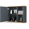 LIFEZEAL Armadietto da Parete per Bagno con Specchio, Armadietto da Toilette in Legno, Armadio per la Conservazione con Mensola Regolabile, 60 x 20 x 52 cm, Grigio