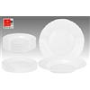 VAN WELL Servizio da tavola Ebro 12 pz rotondo in vetro solido per 6 persone bianco