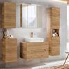 Lomadox Set di mobili da bagno con lavabo da 80 cm e armadietto a specchio a LED, in legno di quercia, armadio alto, 180 x 200 x 46 cm