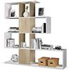 BAKAJI Libreria Scaffale 4 Ripiani in Legno Design Zig Zag Moderno per Soggiorno Salotto Casa o Ufficio Dimensione 145 x 145 x 29 cm