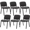 CLP Set 6X Sedie Ufficio Visitatore Ken Imbottite in Similpelle I Sedie Attesa Impilabili E Imbottite I Sedie Impilabili Portata Max 120 kg, Colore:Grigio
