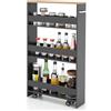 COSTWAY Carrello Portaoggetti a 4 Ripiani, Carrello da Cucina con Maniglia Laterale e Ruote, Carrellino Scorrevole Salvaspazio Slim e Sottile (Naturale+Grigio, 13 cm)