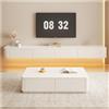 ASKLFNEI Mobile TV galleggiante con cassetti e porta, Console multimediale in legno montato a parete, TV Storage Rack Stand per soggiorno, Grande capacità di stoccaggio(bianca,200cm)