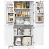 TEENFON Mobile Dispensa Cucina larghezza 60 cm, Armadio 4 Ante altezza 130 cm con Ripiani Regolabili e Portaspezie Integrata, Credenza Alta per Cucina, Soggiorno, Bianco