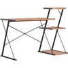 vidaXL Scrivania con Mensole Elegante Compatta Scrittoio Tavolo Lavoro Mobile Porta PC in MDF Gambe in Acciaio Verniciato Nera e Marrone 116x50x93 cm