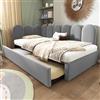 Autheria Letto Singolo 90x200 con letto estraibile 90x190, Divano Letto con pannelli laterali intercambiabili, Letto imbottito con rete a doghe, Struttura Letto Singolo in Velluto Grigio (Senza Materasso)
