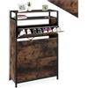 tectake® Scarpiera 81 x 32 x 130 cm, Scarpiera salvaspazio slim, 2 Ripiani, 3 Scomparti apribili, Scaffale Scarpe Uomo, Scarpe Donna, Mobile Organizer Ingresso, Stile Industriale - Legno Scuro