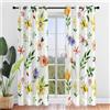 Odot Tende per Finestre Semi Trasparenti, Stampa Floreale Fiori 3D Tende Voile per Interni 2 Pezzi Tende Camera da Letto Moderna Tenda Filtranti con Occhielli Tenda (Farfalla,140x160cm)