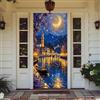 Treer Decorazione per Porta Ingresso con Elastico, Copertura per Porta Decorazione Elastica Esterna Interna Striscione da Appendere Coperto per Casa Festa, Tutto L'Anno (Luna Gialla,90x210cm)