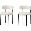 JZGORC Set di 2 Sedie da Pranzo, Sedia Imbottita in Velluto Teddy, Adatta per Sala da Pranzo, Soggiorno, Camera da Letto, Sala Conferenze - Bianco