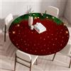 Treer Stile Natalizio Tovaglia Rotondo Antimacchia, Mollettone Tavolo Rotondo con Bordo Eelastico, Lavabile Copritavolo Antiscivolo Tovaglia Tonda per Picnic Cucina Casa (90cm,Rosso Scuro)