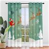 Surwin 3D Tende per Interni, Serie di Stampe Natalizie Tende a Vetro con Occhielli, 2 Pezzi Tende Camera da Letto, Tende Voile Semi Trasparenti, per Soggiorno, Cucina (140x244cm,Verde Chiaro)