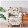 FANSU Copripoltrona 1 Posto Chesterfield Elasticizzato, Stampa di Fiori e Foglie Poltrona Club da Cocktail Lavabile Tub Chair Copripoltrona per Camera da Letto Soggiorno (Stile Nordico)