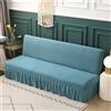 Surwin Copridivano Senza Braccioli 2/3 Posti Elasticizzato, Tinta Unita Antimacchia Fodera per Divano Letto Pieghevole Clic Clac Copri Divano con Gonna Arricciata (120-150cm,Blu)
